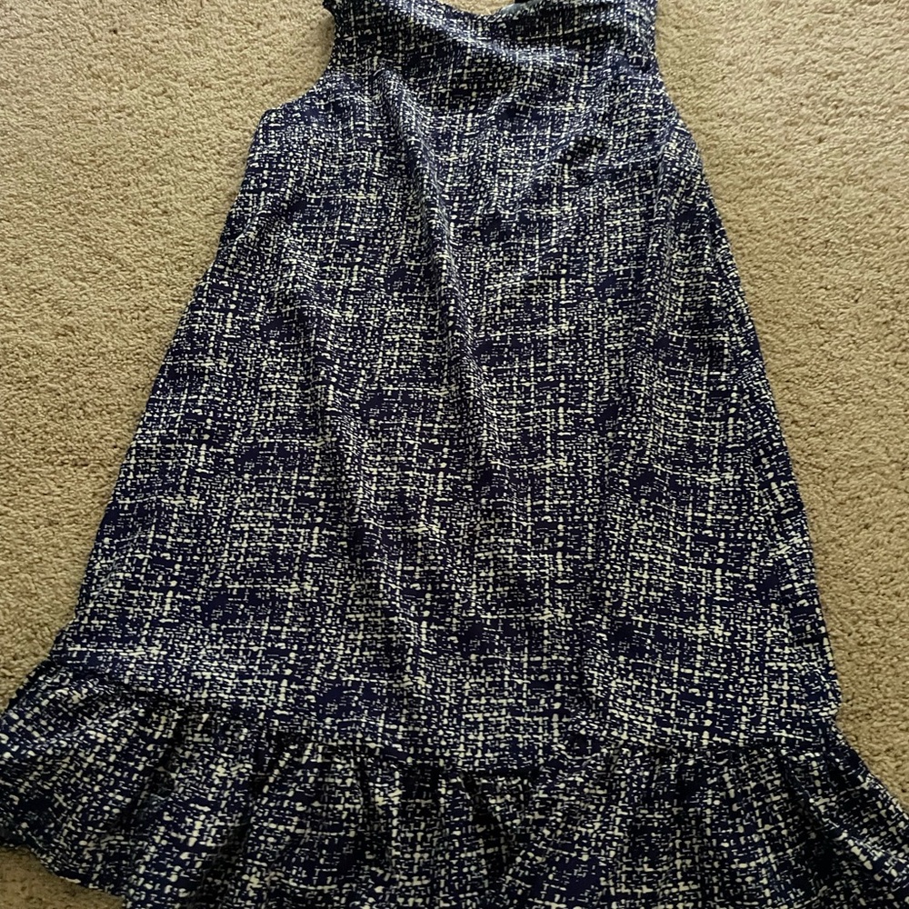 Elegant Blue and White Tweed Skirt
